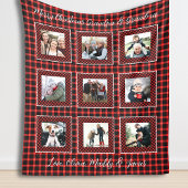 Couverture Polaire Famille Photo Collage Red Plaid Noël