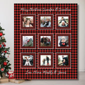 Couverture Polaire Famille Photo Collage Red Plaid Noël