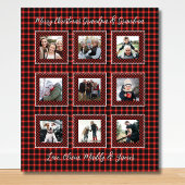 Couverture Polaire Famille Photo Collage Red Plaid Noël