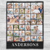 Couverture Polaire Family 33 Photo Collage Personalized Black