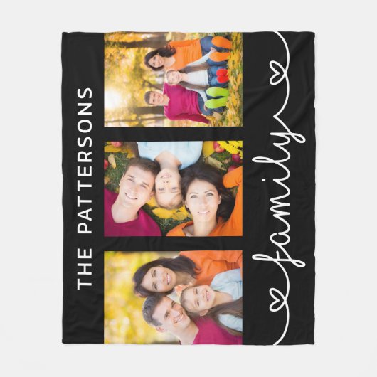 Couverture Polaire Family 3 Photo Template Personalized Script (Devant)