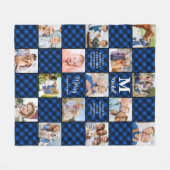Couverture Polaire Family Blue Plaid Patchwork Customized 15 Picture (Devant (Horizontal))