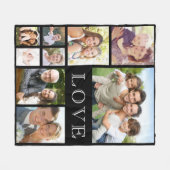 Couverture Polaire Family Love Photo Collage noir (Devant (Horizontal))