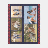 Couverture Polaire Family Name 5 Photo Collage Red Plaid Modern (Devant)
