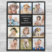 Couverture Polaire Family Personalized 11 Photo Collage Modern Black