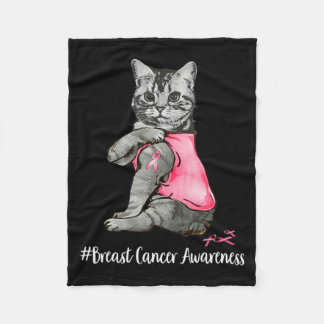 Couverture Polaire Fantaisie Chat Pink Ribbon En Octobre Nous Portons