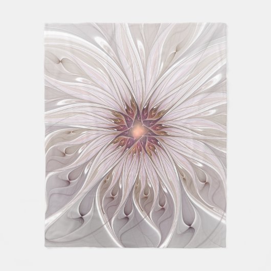 Couverture Polaire Fantaisie florale, Fleur pastel moderne abstraite (Devant)