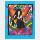 Couverture Polaire Fantastique Dragon Fée Gothique Bleu Mystique (Devant)
