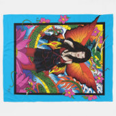 Couverture Polaire Fantastique Dragon Fée Gothique Bleu Mystique (Devant (Horizontal))