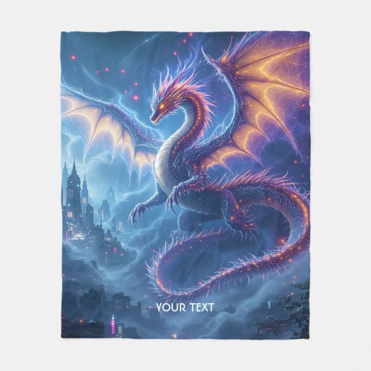 Couverture Polaire Fantasy Cute Blue Dragon City (Devant)