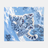 Couverture Polaire Fantasy Cute Snow Baby Leopard (Devant (Horizontal))
