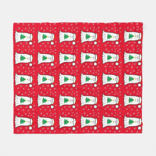 Couverture Polaire Fantôme avec arbre de Noël (Devant (Horizontal))