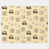 Couverture Polaire Fantôme, toiles d'araignées et chats noirs Jaune (Devant (Horizontal))