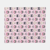 Couverture Polaire Fantômes, Citrouilles et vaches d'Halloween rose (Devant (Horizontal))