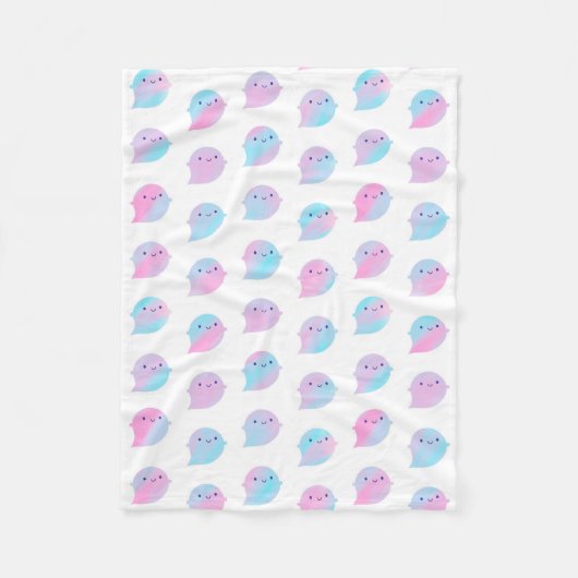 Couverture Polaire Fantômes d'aquarelle de Kawaii (Unicorne) (Devant)