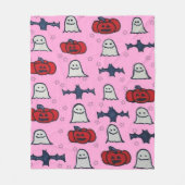 Couverture Polaire Fantômes d'Halloween rose, chauves-souris et Jack  (Devant)