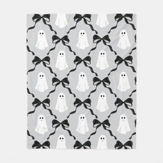 Couverture Polaire Fantômes mignons avec Coquette Black Bows Hallowee (Devant)