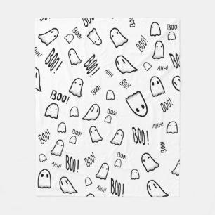 Couverture Polaire Fantômes mignons noir et blanc