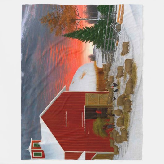 Couverture Polaire Farm Life Barnyard in Winter Horatio Shaw 1885 (Devant)