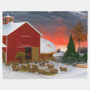 Couverture Polaire Farm Life Barnyard in Winter Horatio Shaw 1885