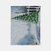 Couverture Polaire Farmhouse Pays Aquarelle de Noël (Devant)