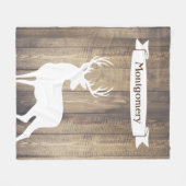 Couverture Polaire Farmhouse Rustic White Deer Ribbon Nom de famille (Devant (Horizontal))