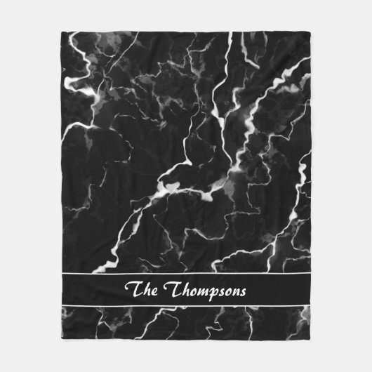 Couverture Polaire Faux Black Marble Texture Look Avec Texte Personna (Devant)