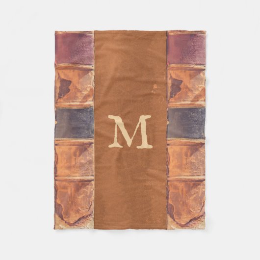 Couverture Polaire Faux Cuir Vintage Antique Livre Monogramme (Devant)