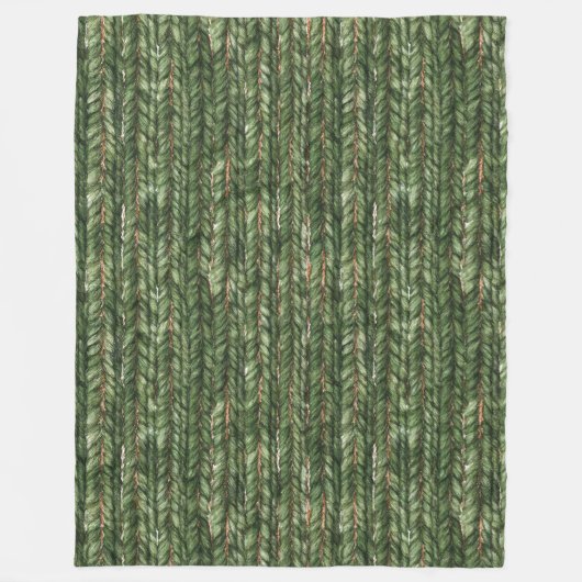 Couverture Polaire Faux fils verts tissés Noël (Devant)