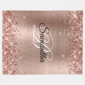 Couverture Polaire Faux Glittery Rose Gold Foil Fancy Monogramme (Devant (Horizontal))