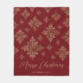 Couverture Polaire Faux Golden Foil Snowflakes Sur Rouge (Pas Vrai Fo (Devant)