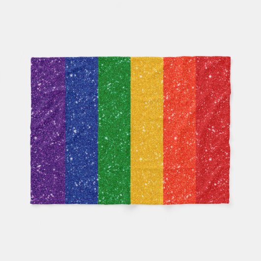 Couverture Polaire Faux Parties scintillant LGBTQ Pride Arc en ciel (Devant (Horizontal))