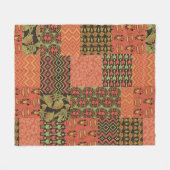 Couverture Polaire Faux Patchwork Tribal Égyptien Rouille (Devant (Horizontal))