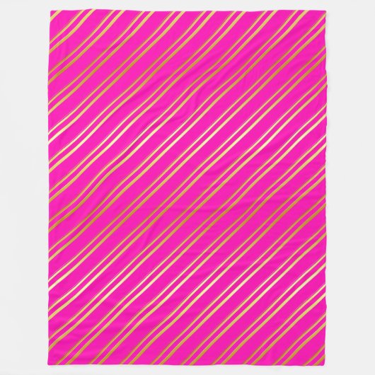COUVERTURE POLAIRE FAUX STRIPES D'OR SUR ROSE (Devant)