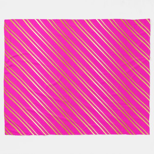 COUVERTURE POLAIRE FAUX STRIPES D'OR SUR ROSE (Devant (Horizontal))