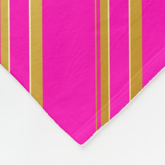 COUVERTURE POLAIRE FAUX STRIPES D'OR SUR ROSE (Coin)