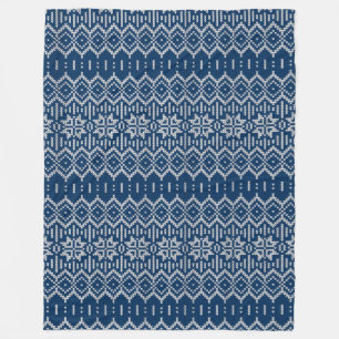Couverture Polaire Faux Tricot de laine Motif bleu blanc