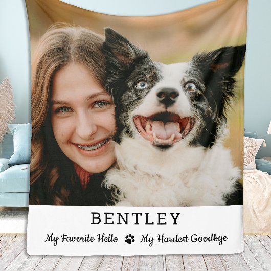 Couverture Polaire Favori Hello Custom Photo Pet Dog Memorial