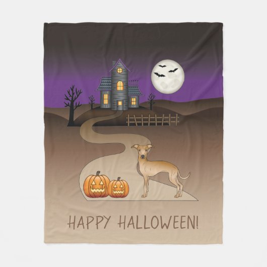 Couverture Polaire Fawn Iggy Cute Dog Et Halloween Maison Hantée (Devant)