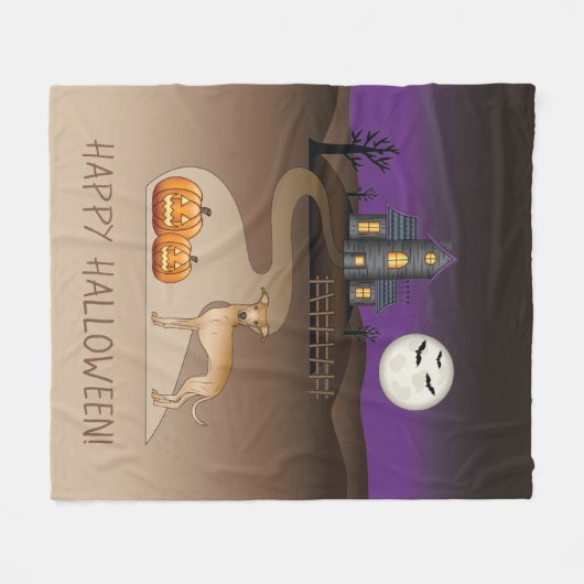 Couverture Polaire Fawn Iggy Cute Dog Et Halloween Maison Hantée (Devant (Horizontal))