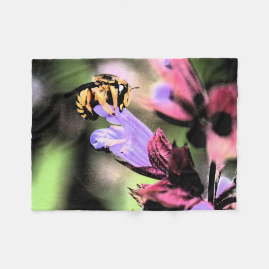 Couverture Polaire Fbcna d'abeilles et de fleurs (Devant (Horizontal))