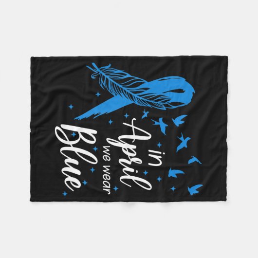 Couverture Polaire Feather Ribbon Autism (Devant (Horizontal))