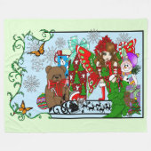 Couverture Polaire Fée de Noël Jouets Verts Festifs (Devant (Horizontal))