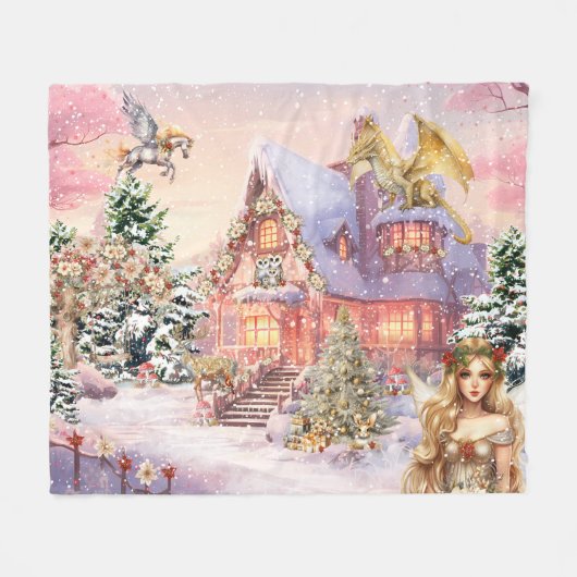 Couverture Polaire Fée de Noël magique et capricieuse (Devant (Horizontal))