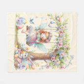 Couverture Polaire Fée de printemps de Pâques à l'aquarelle (Devant (Horizontal))