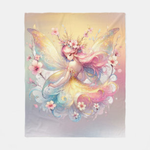 Couverture Polaire Fée douce Fée Jaune Princesse Filles