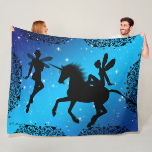 Couverture Polaire Fée Elfe et Licorne Fantastique