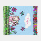 Couverture Polaire Fée personnalisée, Fleurs et Papillons Fille (Devant (Horizontal))