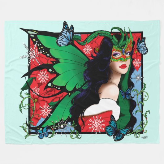 Couverture Polaire Fée Solstice Rouge Vert Noël (Devant (Horizontal))