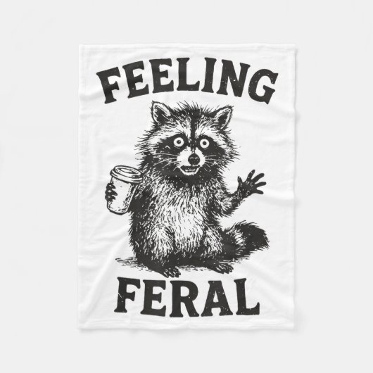 Couverture Polaire Feeling Feral Raccoon Drink Coffee Funny Trash Pan (Devant)